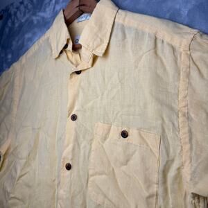 Orvis Hemp Button Shirt Men's M Yellow Classic Fit Beach Vacation Minimalist